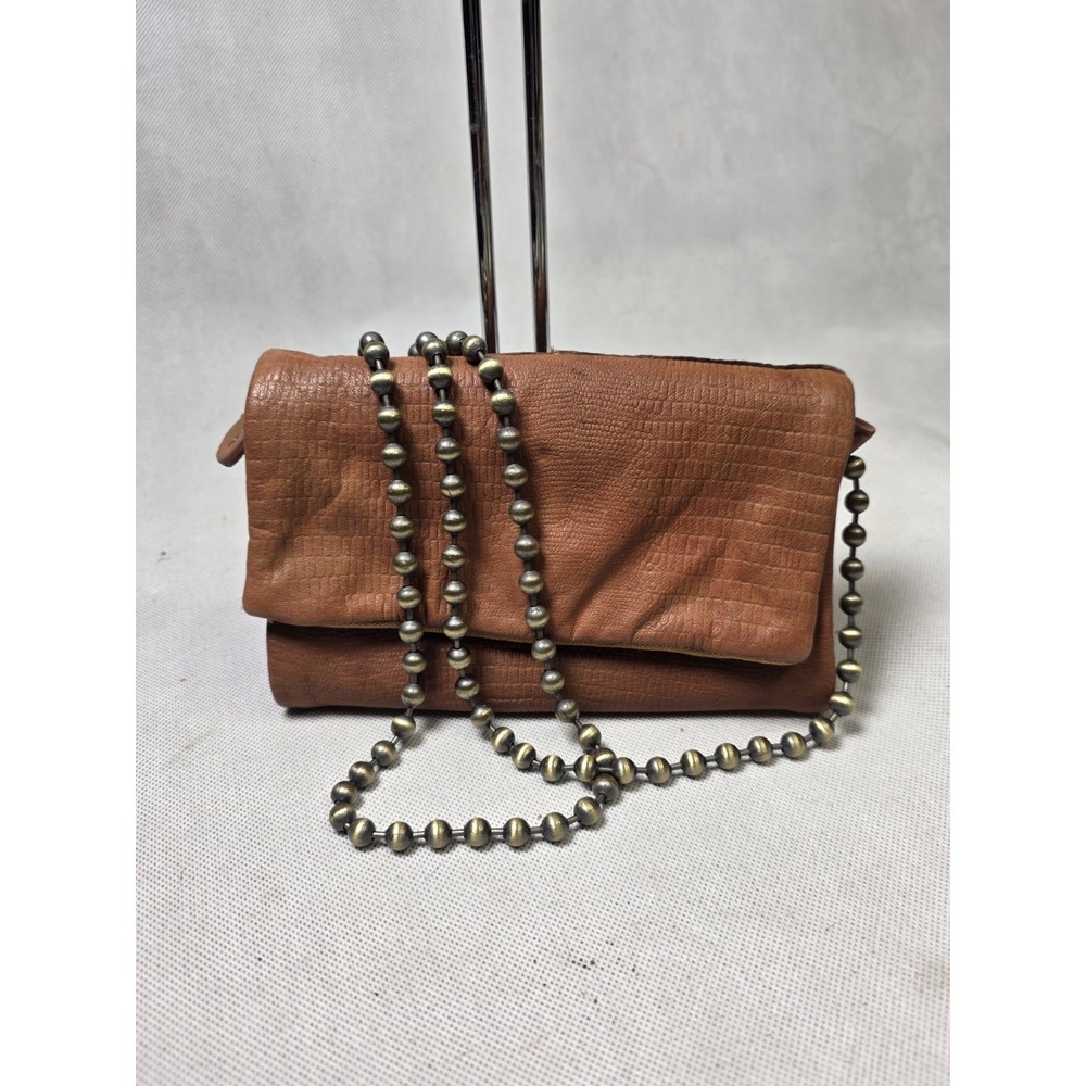 Free People Crossbody Bag Gold Leather Convertible Ball Chain